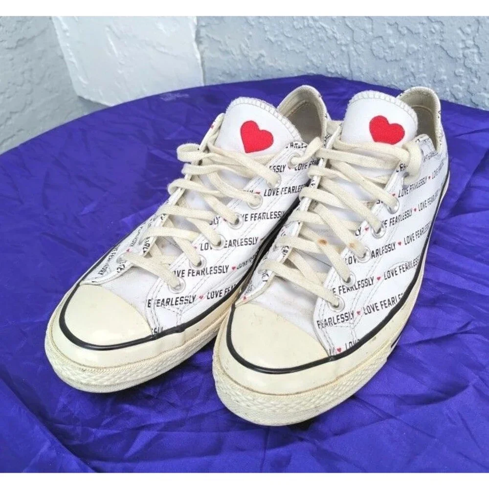 Men's Converse Love Fearlessly Chucks 70 Ox White Sneakers Size 10 # 167346C